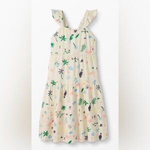 Hanna Andersson Girl Maxi Dress Tiered Lined Tropical Cream Sleeveless 120‎ 6-7